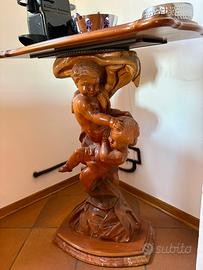 Tavolino ingresso / Gueridon in legno intagliato