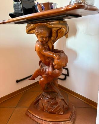 Tavolino ingresso / Gueridon in legno intagliato