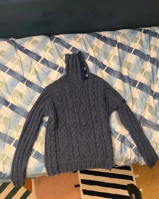 Maglione blu uomo collo alto