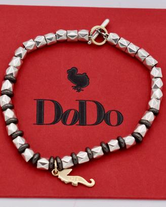 dodo bracciale borchie argento titanio ciondolo