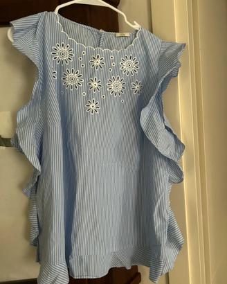Oltre camicia a righine bianco azzurro