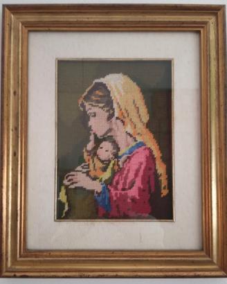 Quadro punto croce “madonna con bambino”