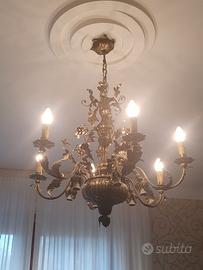 Lampadario rame a sbalzo argentato