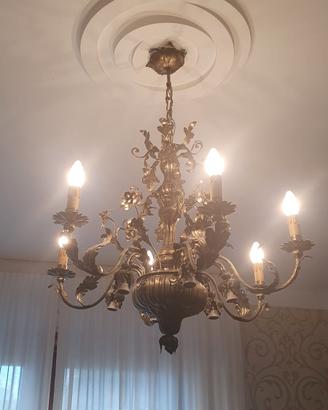 Lampadario rame a sbalzo argentato