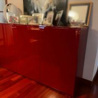 Madia Jesse laccata rosso lucido 180 cm