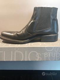 stivaletti neri uomo in pelle nera