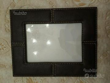 2 Cornici foto in pelle con cuciture a vista