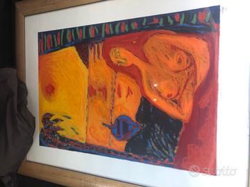 Litografia nudo di donna "L'attesa" pittore Togo