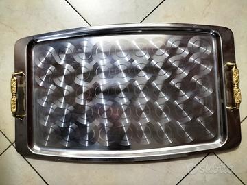 vassoio acciaio manici oro24k come nuovo euro 20