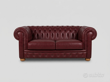 Chester divano sofa 2 posti in pelle vinaccio