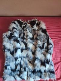 Gilet smanicato in ecopelliccia bicolore Borghese 