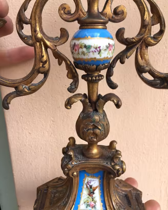 Portacandele Ottone e Ceramica