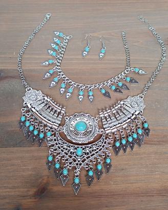 Parure gioielli collana bracciale orecchini