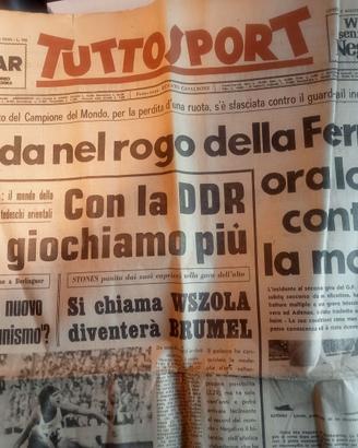 TUTTOSPORT 2 AGOSTO 1976 INCIDENTE NIKI LAUDA