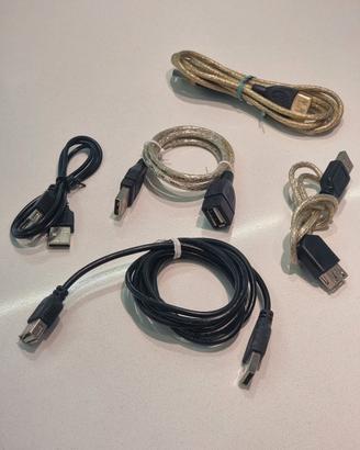 Lotto 5 cavi prolunga USB (A maschio → A femmina)