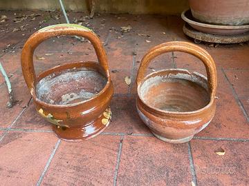 Antichi Scaldini toscani in terracotta smaltata