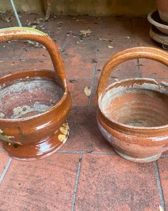 Antichi Scaldini toscani in terracotta smaltata