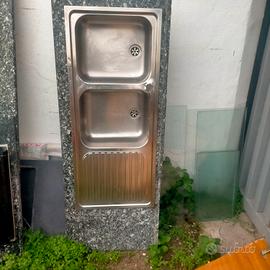 lavello in acciaio e marmo misura 152x60
