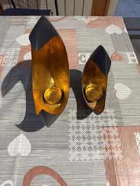 Set portacandele "Luna" nero e oro - Gadgy (2 pz)