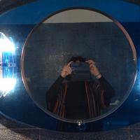 Set da bagno anni '70 in vetro blu