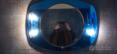 Set da bagno anni '70 in vetro blu