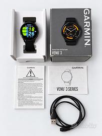 Garmin Venu 3 Nero Music - Scatola e Cavo ricarica
