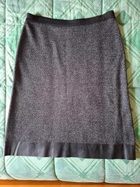 Gonna a trapezio Maglificio MG con orlo in pelle