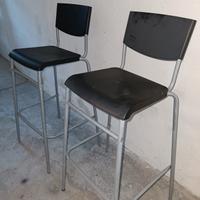 2 Sgabello Bar con Schienale, Nero, grigio