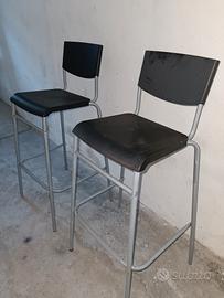 2 Sgabello Bar con Schienale, Nero, grigio