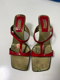 Sandali donna in vernice rossa