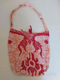 Borsa shop tote bag spiaggia batik rossa Asia