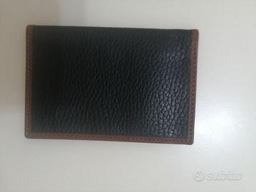 Portacarte in pelle nera con rifiniture cuoio