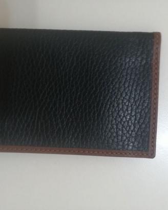 Portacarte in pelle nera con rifiniture cuoio