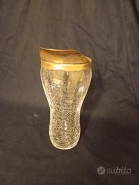 caraffa vintage vetro craquelé e ottone