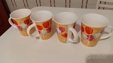 set 4 tazze in porcellana