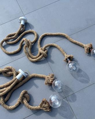 Lampadari a sopsensione in corda intrecciata