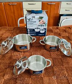 Set di 3 casseruole in acciaio inox Bavaria 