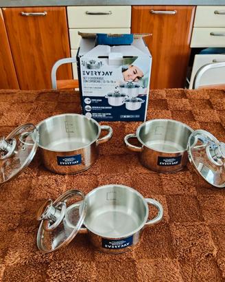 Set di 3 casseruole in acciaio inox Bavaria 