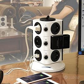 Multipresa ciabatta 11 Prese Schuko, 2 Porte USB