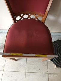 8 Sedie Legno Massello e Velluto Rosso - Eleganti