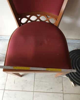 8 Sedie Legno Massello e Velluto Rosso - Eleganti