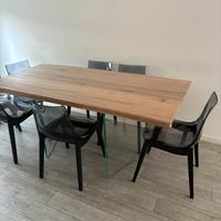 Tavolo in Legno Con sedie Gambe Vetro