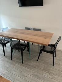 Tavolo in Legno Con sedie Gambe Vetro