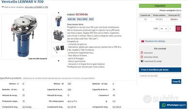 Verricello Salpa Ancora Lewmar V 700 verticale