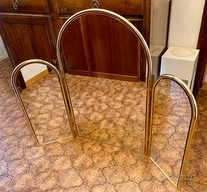 Splendida specchiera design ‘70 ottone