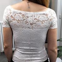 Tshirt trasparente in pizzo bianco, Taglia 40