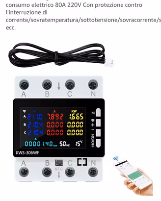 Misuratore di potenza tuya wifi 3 fasi 4 fili