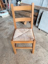 8 sedie legno massello seduta paglia intrecciata 