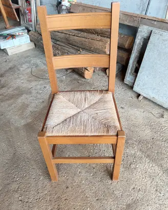8 sedie legno massello seduta paglia intrecciata 