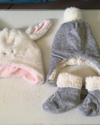 Set neonato 2 berrettini e babbucce